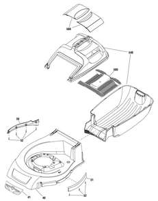 Deck And Catcher Group (Yca484) Diagram and Parts List for YCA484-E 2014 Briggs and Stratton Lawn Mower